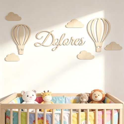 Nombres de Madera Personalizado para Habitación Bebé, Decoración Pared Habitación del Bebé, Regalo Recién Nacido y Baby Shower, Ideal para Bautizos y Cumpleaños，Envío Rápido desde España