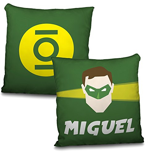 LolaPix Cojín Superhéroes Personalizado con Nombre. Regalo Friki. Varios Diseños a Elegir. Linterna Verde