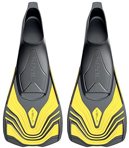 SEAC Vela Palmes Courtes Chaussantes pour la Natation en Piscine et en Mer Adulte Mixte, Jaune, 32-33