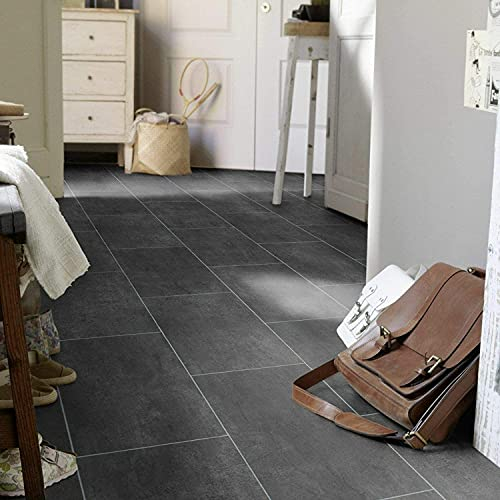 Bodenmaster PVC Bodenbelag Fliese Anthrazit Iconik 150 Melbourne Noir (Breite: 200 cm x Länge: 350 cm)