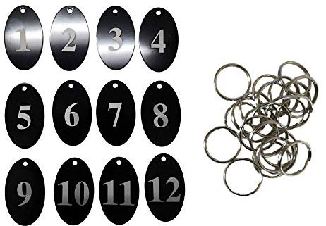 Sourcemall Zahlenanhänger mit Schlüsselring, Aluminiumlegierung 1-100 Schwarz