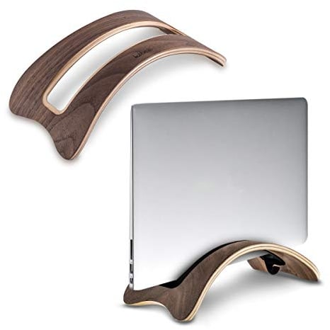 kalibri Laptop Ständer Notebook Stand - Halterung aus Holz - 1x Silikoneinsatz für MacBook/Air Retina/Pro/Tablet iPad - Walnuß Braun