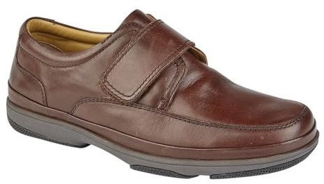 Wallace Mens Burnished Leather Wide Fit Casual Shoes Brown