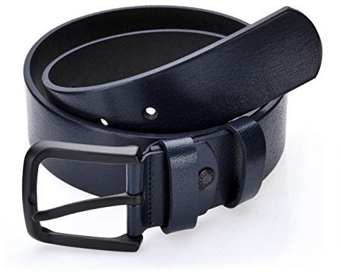 Gelverie Leder Gürtel Herren Echt Leder Belt Blue 135 cm