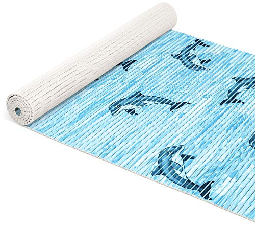 ANRO Weichschaummatte Badematte Bad Dusche WC Vorleger Teppich Antirutsch Badläufer Delfine Blau 100x65cm