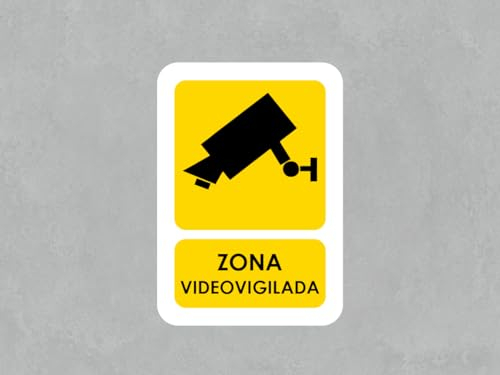 Pack 5 Señales de Zona Videovigilada | Medida 14,85x21cm | Señaletica en Material PVC 3 mm | Duradera y Económica