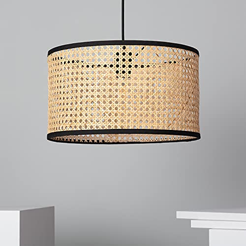 LEDKIA LIGHTING - Hängeleuchte Huela | Natürliches Rattan-Design | Vintage-Stil für Wohnzimmer, Küche, Schlafzimmer | E27-Fassung | Vielseitige Beleuchtung, Natürlich, Rattan