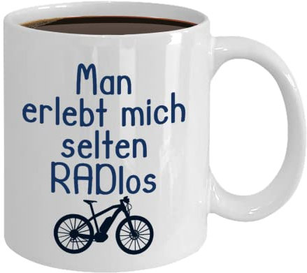 E Bike Fahrrad Tasse Man erlebt mich selten RADlos Geschenkidee Tasse Freund Mann Frau Freundin