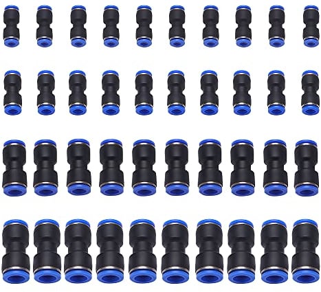 VooGenzek 40 Stück Gerade Pneumatik Steckverbinder, Druckluftschlauch Verbindung Gerade Pneumatische Fittings Push In Gerade Push Steckverbinder, für Luft Wasser Schlauchanschluss 6mm/8mm/10mm/12mm