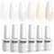 Vishine 6 Stück Nagellack, semi-permanent, milchweiß, semi-permanent, natur, French Gel, Milky White, Nail Art, Gel, Weiß, UV, LED, Soak Off, Gel, Maniküre, 8 ml