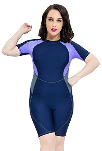 Damen Neoprenanzug Plus Größe 4XL-6XL Neoprenanzüge Shorty Anzüge Tauchen Surfen Schnorcheln Anzüge Kanu Kajak Anzüge Einteiliger Badeanzug Wassersport Neoprenanzug,Blau,6XL