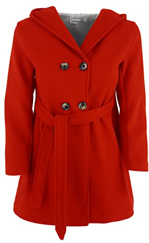 JOPHY & CO. Cappotto Bambina Doppiopetto con Cappuccio e Tasche (cod. 2078) (8 anni, Rosso)