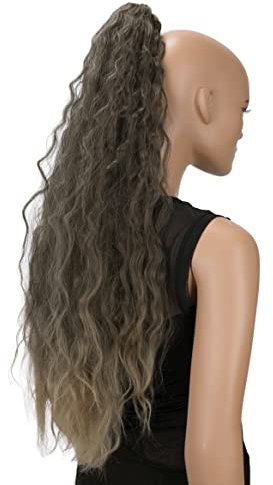CAISHA 70cm Extralang Voluminös Gewellt Clip On Haarteil Zopf Pferdeschwanz Hitzebeständig Synthetik Braun Blond Mix H707