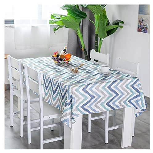 EHOMERY Tischdeckenklammern Draußen Klein Decken Auf Tisch Vertikales Wellenmuster Stickpackung Tischdecke Tischtuch Klar Blau Grau Tischschutz Dekoration 120X160Cm