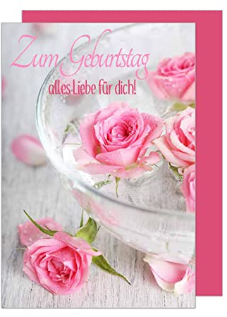 Edition Seidel Premium Geburtstagskarte mit Umschlag. Glückwunschkarte Grusskarte Billet Happy Birthday Mann Frau Zum Geburtstag alles Liebe für dich Rosen Blüten Karte Liebe (G2771 SW023)