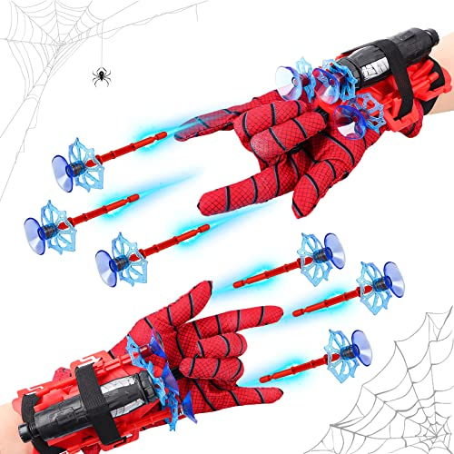 Jognee 2 Set Spider Launcher Handschuhen, Spider Spielzeughandschuh, Spider Spielzeug Cosplay, Helden Launcher Handschuh, lustiges pädagogisches Spielzeug, Kostüm Requisiten für Kinder
