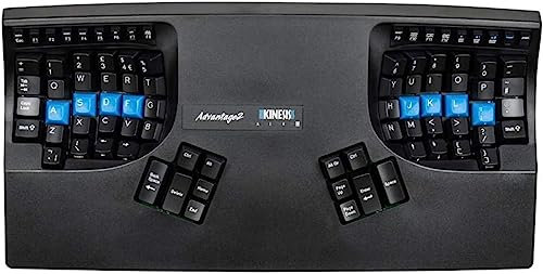 Kinesis Advantage2 Quiet LF Keyboard - Contoured Ergonomic UK Layout Keyboard Equipped with Cherry MX Quiet Red Mechanical Key Switches and the SmartSet Programming Engine - Black