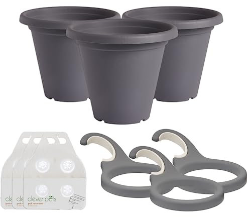 Clever Pots Flower, Charcoal, One Size (20cm Pots)