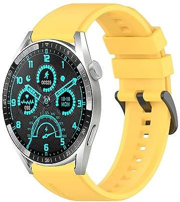 CZhkg 20mm Cinturini per Orologi per Garmin Venu/Venu Sq Strap, Cintura di Ricambio Silicone Bracelet Cinturino Wristband Armband per Garmin Vivomove/Vivomove HR/Vivomove 3/ Venu 2 Plus (giallo)