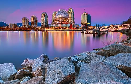 1000 Pieces Adults Jigsaw Puzzle, Vancouver Bay High-Rise Buildings Jigsaw Puzzle Kids Gifts 75X50Cm