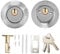 Security Door Lock, Double Cylinder Steel Lockset with Deadbolt on Both Sides for Front Door and Exterior Gate Security (Stainless Steel)