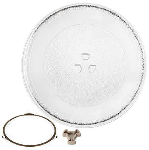 WOPPLXY Plateau Micro Onde 24,5 cm avec Arbre Rotatif et Noyau Rotatif, Plateau Micro Onde Universel en Verre pour Micro Ondes