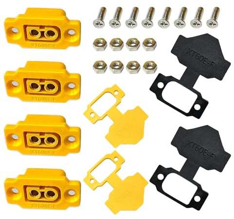 HUAZIZ 4 Paar XT60E-F Hochstrom Einbaustecker mit Gummikappe, Schrauben Wassergeschützt für Lipo Akku XT60 Stecker