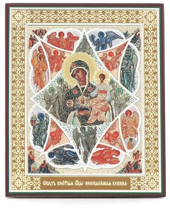 NKlaus GM Vom Unverbrennbaren Dornbusch Holz Ikone 10x12cm christlich orthodox 13930