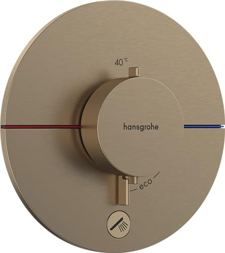 hansgrohe ShowerSelect Comfort S - Thermostat Unterputz mit zusätzlichem Abgang, Armatur mit Sicherheitssperre (SafetyStop) 40°C, rundes Thermostat, Mischbatterie, 1 Verbraucher, Brushed Bronze