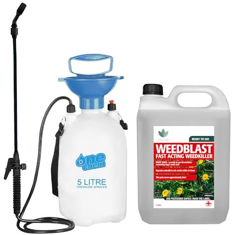 Weedblast Fast Acting Weedkiller 5 Litre with 5 Litre Garden Sprayer (Ready to use), See Results Within 24 hours