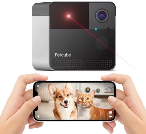 Petcube Play 2 | Wi-Fi Pet Camera with Laser Toy for Cats & Dogs. 1080P HD Video, 160° Full-Room View, 2-Way Audio, Sound/Motion Alerts, Night Vision, Pet Monitoring App