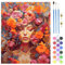 QENSPE Peinture par Numéros pour Adulte, Kit de Peinture DIY sur Toile Bricolage pour Adulte avec Pinceaux Peinture de Dessin de Pigment Acrylique 40x50cm (Fleur Fille)