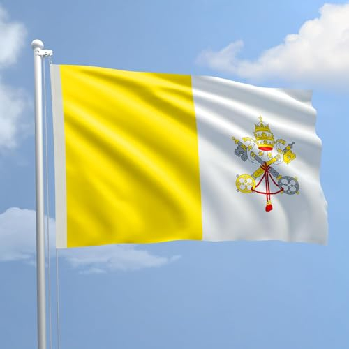 Bandiera Vaticano 200x300 cm in poliestere NAUTICO 115 gr/mq con doppia piega perimetrale,corda e guaina. Adatta sia IN/OUT DOOR