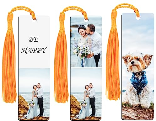 Lesezeichen - Personalisiertes Lesezeichen mit Namen & Foto - für Erwachsene & Kinder - Buchzeichen aus Mitteldichte Faserplatte mit Quaste