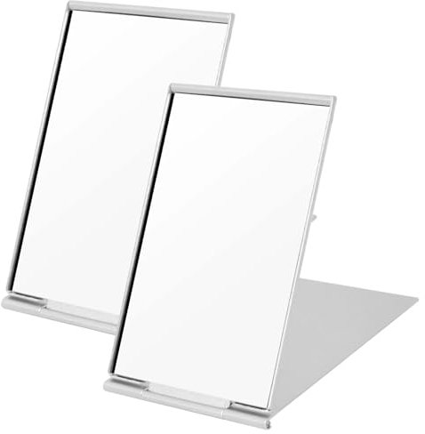 Cleminsta 2 Miroir De Poche, Miroir Portable Main,Petit Miroir Maquillage,Miroir De Maquillage Pliable,Miroir Compact,Miroir de Voyage pour Fille Femme (8.5 * 5cm)