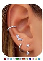 FIOROYAL Ohrringe Silber 925 Damen- 14K Vergoldet Ohrringe Gold Set Stapelbar für Mehrere Ohrlöcher,Hypoallergene Kleine Ohrstecker Creolen Ear Cuff Set für Helix Tragus Piercing Ohr LAV