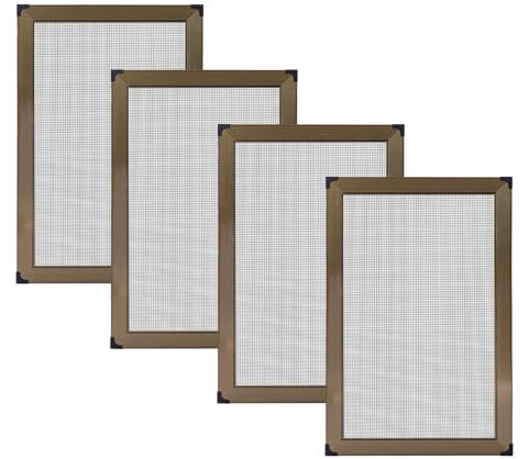 Zanzariera estensibile telaio alluminio Zanzariere per finestre di ricambio marroni da 4 pezzi per balcone soggiorno cucina, zanzariere per finestre scorrevoli orizzontali, installazione e rimozione s