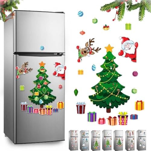 Christmas-themed Magnetic Stickers,Magnetic Christmas Tree for Refrigerator Decorations,Christmas Fridge Magnets Christmas Fridge Santa Refrigerator Magnets,DIY Magnetic Xmas Sticker for Fridge (A)