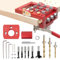 HUAHAIZY 3 in 1 Self Centering Doweling Jig, Aluminum Alloy Drill Guide Locator Kit Hinge Hole Jig Adjustable Dowel Drill Guide Jig Kit with 6/8/10 mm Drill Bits for Cabinet Door