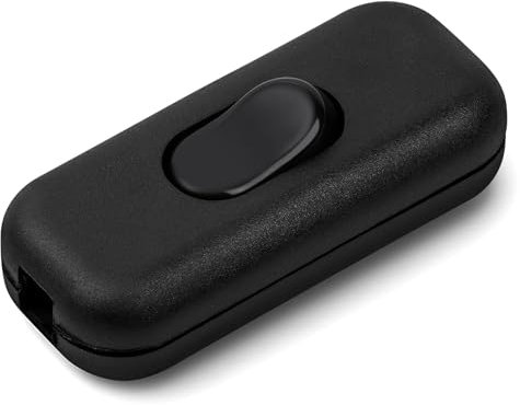 AXFEE 1 Piezas Interruptor Lampara Torpedo, 6A 250V Interruptor de Alimentación en Línea, Interruptor de Cable en Línea Botón, para electrodomésticos pequeños o lámparas, Negro