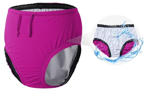 Reusable Swim Diapers for Adults Waterproof Leakproof Incontinence Swimwear Underwear for Men and Women with Special Needs（Pink，S）
