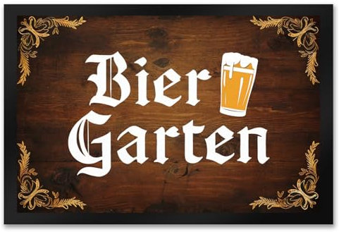 speecheese Beer Garden Door Mat XXL 50 x 75 cm in Rustic Wood Look Funny Door Mat for Beer Lovers in Wood Style Design