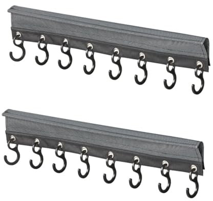 Preiswert & Gut 2x Camping Garderobe mit 8 Haken – Hakenleiste Universal mit Klettband – 58 cm Lang für Kederleiste, Kederschiene und Zeltdachstange Praktische Garderobenhaken