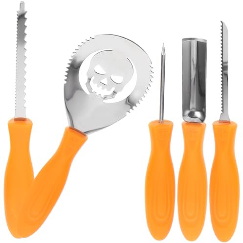 MAGICLULU 5stücke Kürbis Schnitzwerkzeug Halloween Kürbis Gravurwerkzeug Edelstahl Schnitzset Für Carving Mit Griffigen Griffen Und Scharfen Kanten