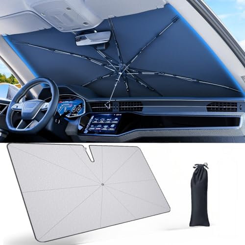 CDEFG Compatible con Kia EV9 2024 2025 Parasol Coche Delantero Parasol Coche Paraguas Plegable con Anti UV Rayos Parabrisas Coche Bloque Calor UV EV9 GT-Line Accesorios