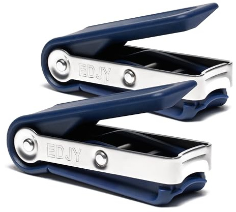 EDJY Fingernail Cutter Nail Cutter Stainless Steel Navy 2-Pack | Sharp single-blade design delivers clean, precise cuts. Ergonomic stainless steel resists rust for lasting durability.