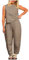 NSICBMNO Womens Lounge Wear Sets Cotton Co Ord Sets Ladies Tracksuits Set 2 Piece Summer Outfits Sleeveless Crop Tops Checeked Blouses Wide Leg Trousers Loungewear Activewear With Pockets M