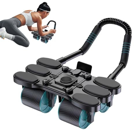 laxreheye Bauchmuskelrad, Bauchroller mit 4 Rollen und automatischem Rebound, leise Fitnessgeräte, Trainingsgeräte für Frauen und Männer