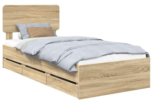 vidaXL Bettrahmen mit Kopfteil Sonoma-Eiche 100 x 200 cm Holzwerkstoff