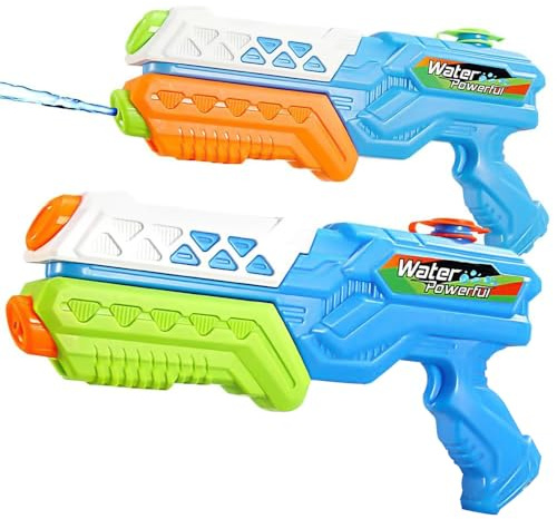 2 Pack Wasserpistole Kinder, Wasserpistole Große Reichweite mit 8–10 m Spritzweite, Wasserspritzpistole 600ml, Water Gun für Strände, Gärten, Pools, Sommerfeste Water Guns